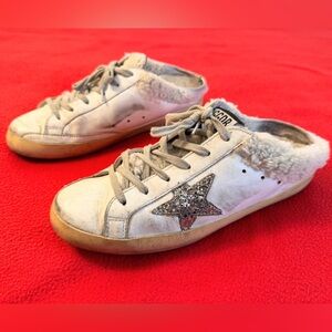Golden Goose Superstar Sabot Slip On Shearling Sneaker Size 39/8.5 US Distressed